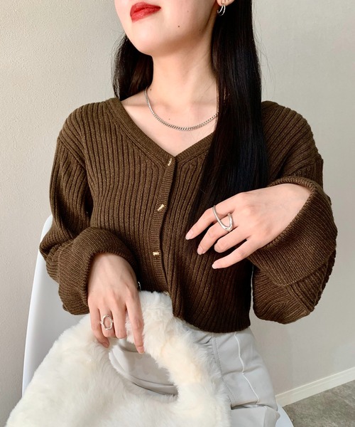 SHEPP(シープ)の「ハイネックフリルシアートップス アンサンブルニット(ニット/セーター・レディース・アイボリー/ブラウン/ベージュ・F)」の14枚目の写真