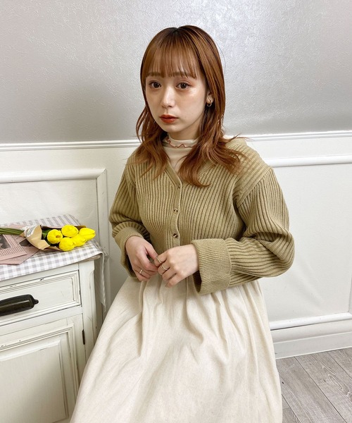 SHEPP(シープ)の「ハイネックフリルシアートップス アンサンブルニット(ニット/セーター・レディース・アイボリー/ブラウン/ベージュ・F)」の21枚目の写真