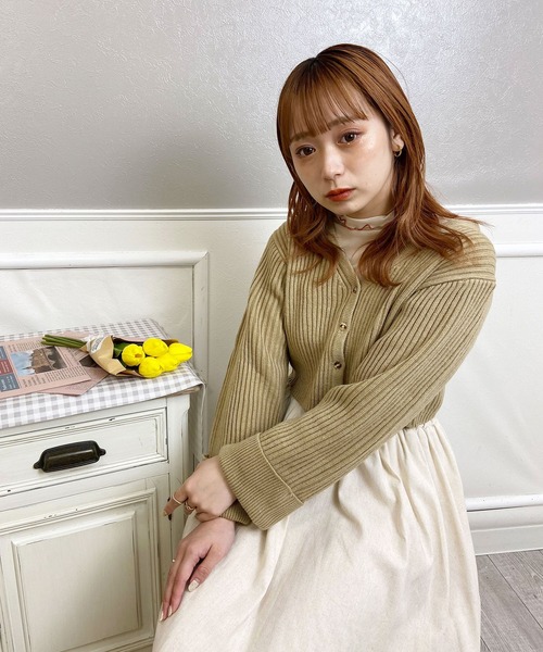 SHEPP(シープ)の「ハイネックフリルシアートップス アンサンブルニット(ニット/セーター・レディース・アイボリー/ブラウン/ベージュ・F)」の22枚目の写真
