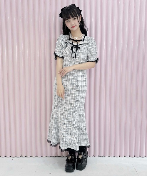 ROJITAワンピース ロジータ ROJITA BIGリボン配色ワンピース （ブラック） -アウトレット