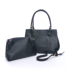 clear | ポーチ付きA4合皮バッグ [大容量 スッキリ収納 大人 通勤  オフィスカジュアル]≪2024AW新作≫(トートバッグ)