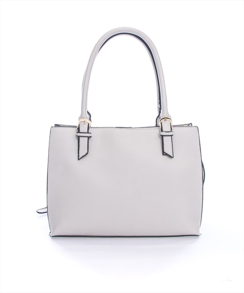 clear（クリア）の「ポーチ付きA4合皮バッグ [大容量 スッキリ収納 大人 通勤  オフィスカジュアル]≪2024AW新作≫（トートバッグ・レディース・グレイッシュベージュ/ブラック・F）」の3枚目の写真