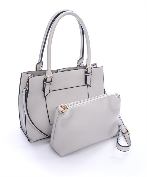 clear（クリア）の「ポーチ付きA4合皮バッグ [大容量 スッキリ収納 大人 通勤  オフィスカジュアル]≪2024AW新作≫（トートバッグ・レディース・グレイッシュベージュ/ブラック・F）」の12枚目の写真