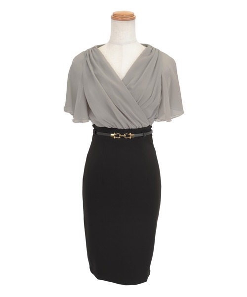 COOMB ブラック半袖ドレス 共布ベルト付き38サイズ COOMB ブラック半袖ドレス 共布ベルト付き38サイズ COOMB