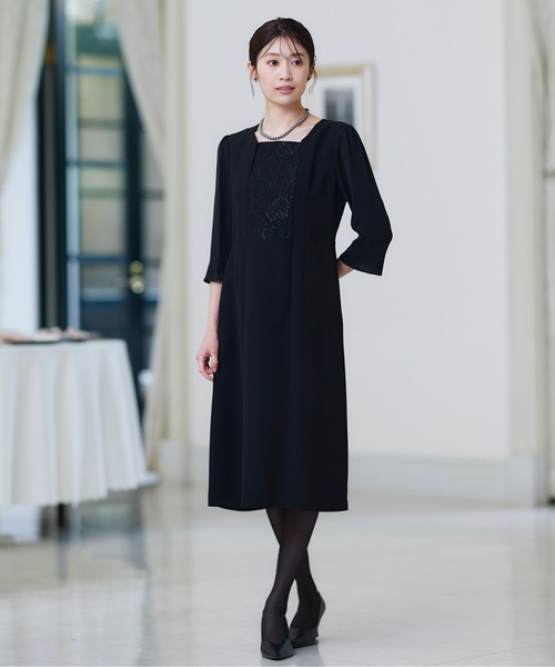 セール】【喪服・礼服】洗える防しわストレッチロング丈前開き