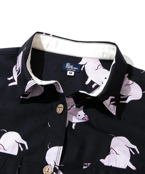 go slow caravan(ゴースローキャラバン)の「ブタ/レオパードゲッコー シャツワンピース W(シャツワンピース・レディース・ネイビー/ブラック・FREE)」の11枚目の写真