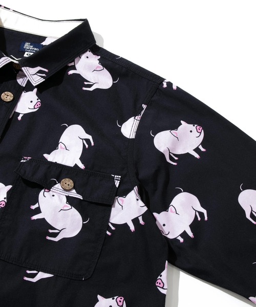 go slow caravan(ゴースローキャラバン)の「ブタ/レオパードゲッコー シャツワンピース W(シャツワンピース・レディース・ネイビー/ブラック・FREE)」の13枚目の写真