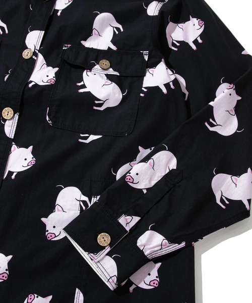 go slow caravan(ゴースローキャラバン)の「ブタ/レオパードゲッコー シャツワンピース W(シャツワンピース・レディース・ネイビー/ブラック・FREE)」の14枚目の写真