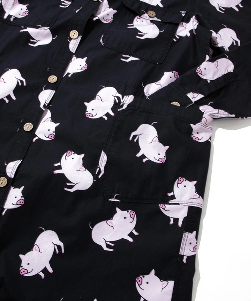 go slow caravan(ゴースローキャラバン)の「ブタ/レオパードゲッコー シャツワンピース W(シャツワンピース・レディース・ネイビー/ブラック・FREE)」の15枚目の写真