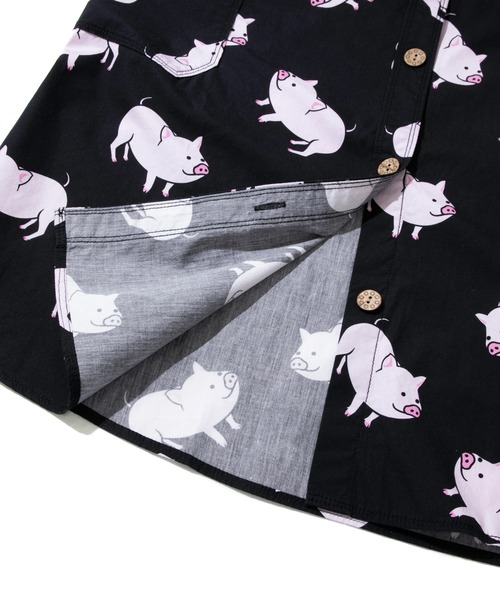go slow caravan(ゴースローキャラバン)の「ブタ/レオパードゲッコー シャツワンピース W(シャツワンピース・レディース・ネイビー/ブラック・FREE)」の16枚目の写真
