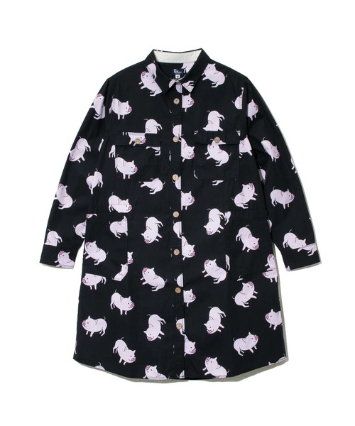go slow caravan(ゴースローキャラバン)の「ブタ/レオパードゲッコー シャツワンピース W(シャツワンピース・レディース・ネイビー/ブラック・FREE)」の19枚目の写真