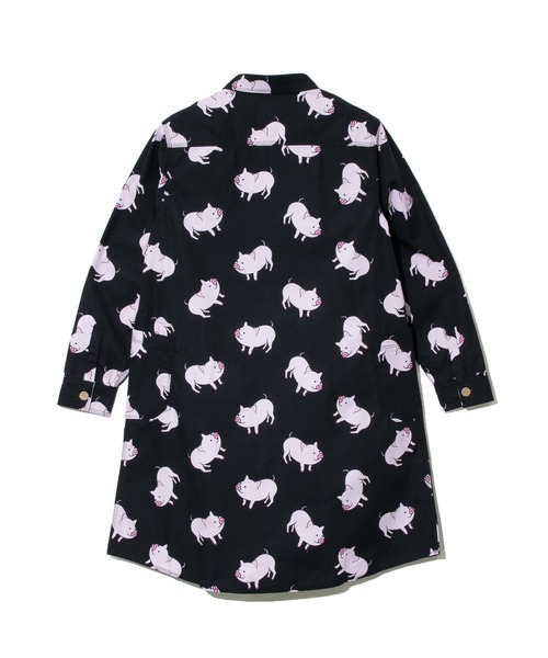 go slow caravan(ゴースローキャラバン)の「ブタ/レオパードゲッコー シャツワンピース W(シャツワンピース・レディース・ネイビー/ブラック・FREE)」の3枚目の写真