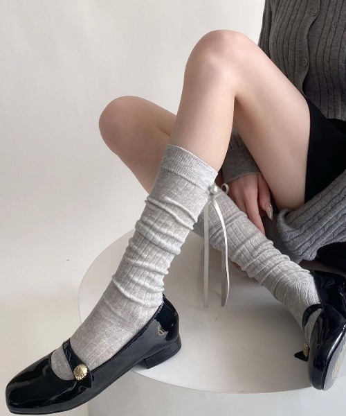 CALIFORNIA OUTFITTERS（カリフォルニア アウトフィッターズ）の「3-8E27 バック リボン シアー フレンチガーリー ソックス（ソックス/靴下・レディース・ホワイト/ライトグレー/グレー/ブラック・ONESIZE）」の3枚目の写真