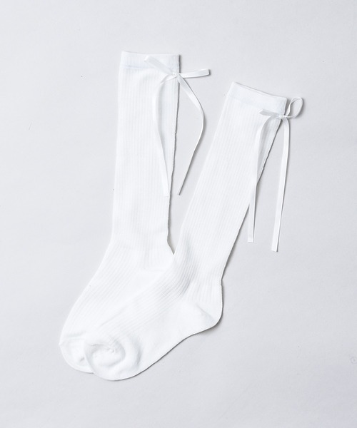 CALIFORNIA OUTFITTERS（カリフォルニア アウトフィッターズ）の「3-8E27 バック リボン シアー フレンチガーリー ソックス（ソックス/靴下・レディース・ホワイト/ライトグレー/グレー/ブラック・ONESIZE）」の6枚目の写真