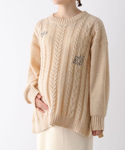 LEPSIM(レプシィム)の「【産前・産後対応】マタニティ/刺繍ケーブルプルオーバー 149943(マタニティウェア/グッズ・レディース・ベージュ/オレンジ/チャコールグレー/ライトブルー・FREE)」の1枚目の写真