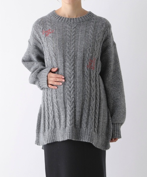 LEPSIM(レプシィム)の「【産前・産後対応】マタニティ/刺繍ケーブルプルオーバー 149943(マタニティウェア/グッズ・レディース・ベージュ/オレンジ/チャコールグレー/ライトブルー・FREE)」の2枚目の写真