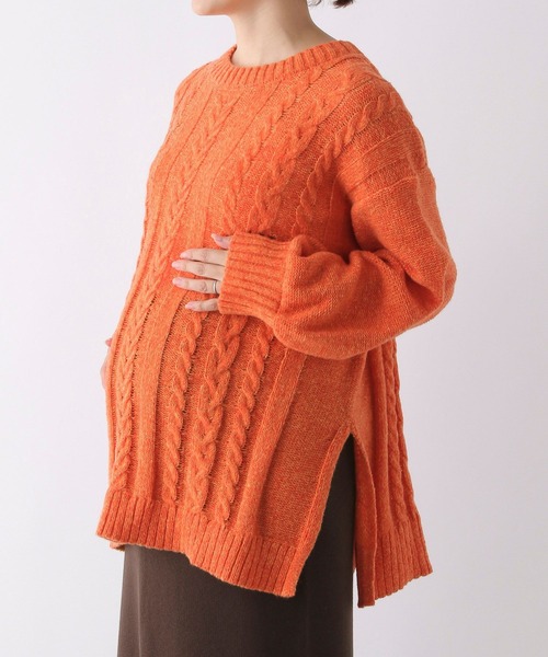 LEPSIM(レプシィム)の「【産前・産後対応】マタニティ/刺繍ケーブルプルオーバー 149943(マタニティウェア/グッズ・レディース・ベージュ/オレンジ/チャコールグレー/ライトブルー・FREE)」の10枚目の写真