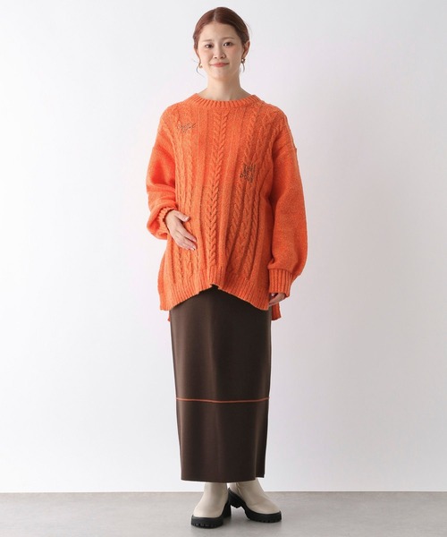 LEPSIM(レプシィム)の「【産前・産後対応】マタニティ/刺繍ケーブルプルオーバー 149943(マタニティウェア/グッズ・レディース・ベージュ/オレンジ/チャコールグレー/ライトブルー・FREE)」の11枚目の写真