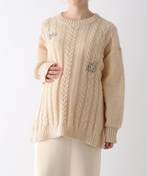 LEPSIM(レプシィム)の「【産前・産後対応】マタニティ/刺繍ケーブルプルオーバー 149943(マタニティウェア/グッズ・レディース・ベージュ/オレンジ/チャコールグレー/ライトブルー・FREE)」の13枚目の写真