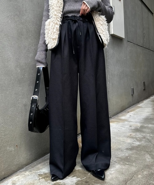 CIAOPANIC TYPY(チャオパニックティピー)の「ウールライクスラックスイージーパンツ(その他パンツ・レディース・グレー/ブラック・MEDIUM/SMALL)」の5枚目の写真