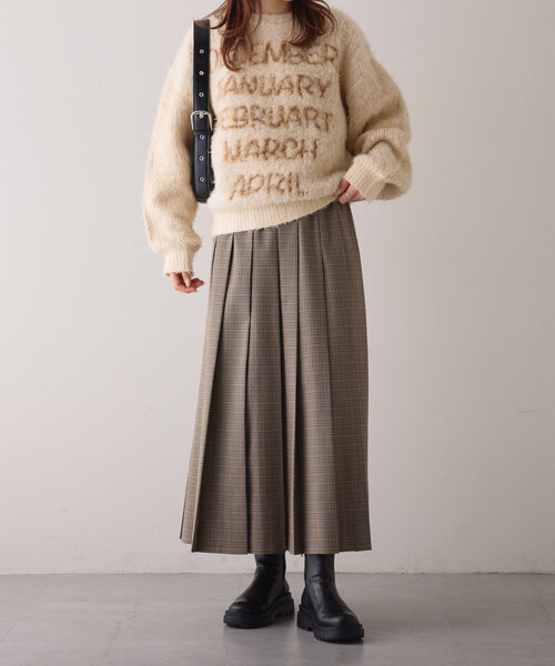 CIAOPANIC TYPY（チャオパニックティピー）の「【新色登場！】すっきり見えチェックプリーツイージースカート（スカート・レディース・グレー/ベージュ/ネイビー/オレンジ/イエロー/ブラウン/オフホワイト・MEDIUM/SMALL）」の21枚目の写真
