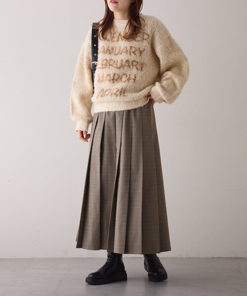 CIAOPANIC TYPY（チャオパニックティピー）の「【新色登場！】すっきり見えチェックプリーツイージースカート（スカート・レディース・グレー/ベージュ/ネイビー/オレンジ/イエロー/ブラウン/オフホワイト・MEDIUM/SMALL）」の22枚目の写真