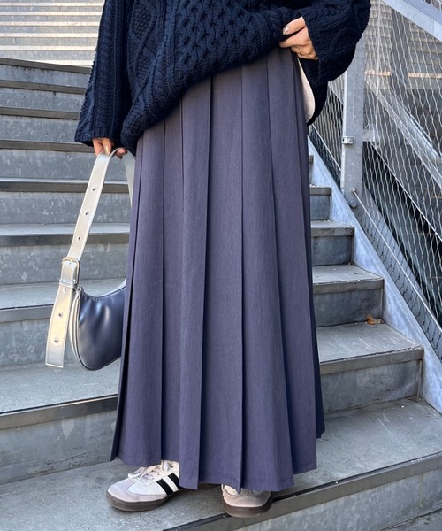 CIAOPANIC TYPY（チャオパニックティピー）の「【新色登場！】すっきり見えチェックプリーツイージースカート（スカート・レディース・グレー/ベージュ/ネイビー/オレンジ/イエロー/ブラウン/オフホワイト・MEDIUM/SMALL）」の8枚目の写真