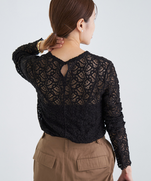 IENA(イエナ)の「《追加》ペイズリー ストレッチレースプルオーバー(Tシャツ/カットソー・レディース・アイボリー/ブラック・FREE)」の9枚目の写真