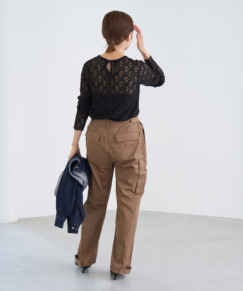 IENA(イエナ)の「《追加》ペイズリー ストレッチレースプルオーバー(Tシャツ/カットソー・レディース・アイボリー/ブラック・FREE)」の13枚目の写真