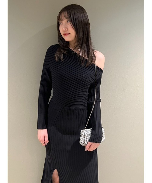 【セール】【WEB限定カラーあり】ワンショルアシメニットワンピース（ワンピース）｜SNIDEL（スナイデル）