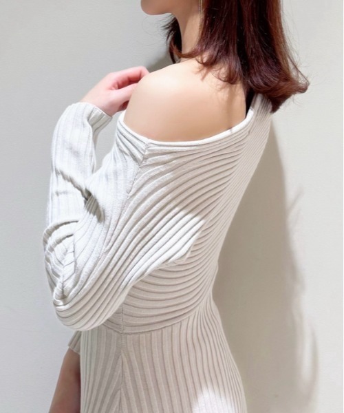 【セール】【WEB限定カラーあり】ワンショルアシメニットワンピース（ワンピース）｜SNIDEL（スナイデル）