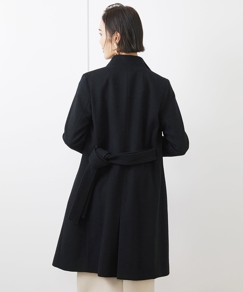 美品✨ミューニック　4.9万　スーパー100 ダブル　リバーコート　S 黒 定番人気]Super100ウールビーバースタンドカラーコート（その他