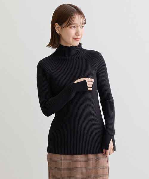 Petit fleur（プチフルール）の「・Petit Fleur ボトルネックリブニット（ニット/セーター・レディース・ブルー/チャコールグレー/オフホワイト/ライトグレー/ピンク/ブラック・FREE）」の9枚目の写真