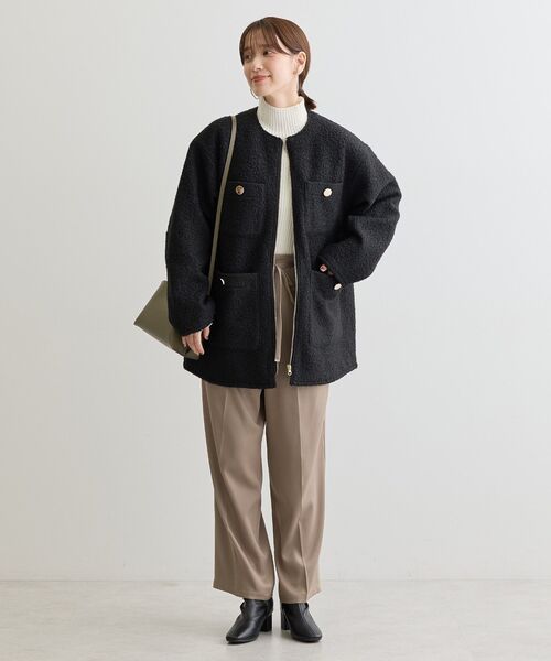 Petit fleur（プチフルール）の「・Petit Fleur ボトルネックリブニット（ニット/セーター・レディース・ブルー/チャコールグレー/オフホワイト/ライトグレー/ピンク/ブラック・FREE）」の14枚目の写真