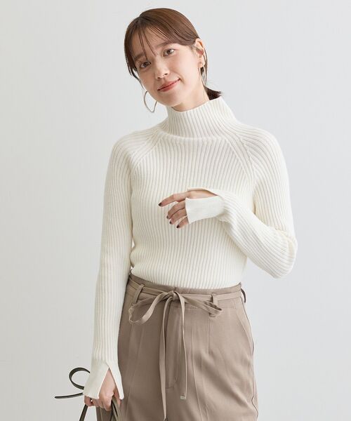 Petit fleur（プチフルール）の「・Petit Fleur ボトルネックリブニット（ニット/セーター・レディース・ブルー/チャコールグレー/オフホワイト/ライトグレー/ピンク/ブラック・FREE）」の15枚目の写真