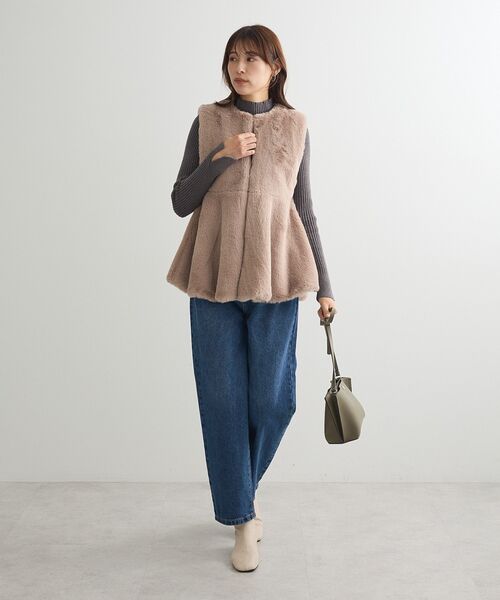 Petit fleur（プチフルール）の「・Petit Fleur ボトルネックリブニット（ニット/セーター・レディース・ブルー/チャコールグレー/オフホワイト/ライトグレー/ピンク/ブラック・FREE）」の18枚目の写真