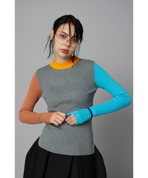 HeRIN.CYE(ヘリンドットサイ)の「Color inner tops カラーインナートップス(ニット/セーター・レディース・グレー/ライトグリーン/レッド・FREE)」の2枚目の写真