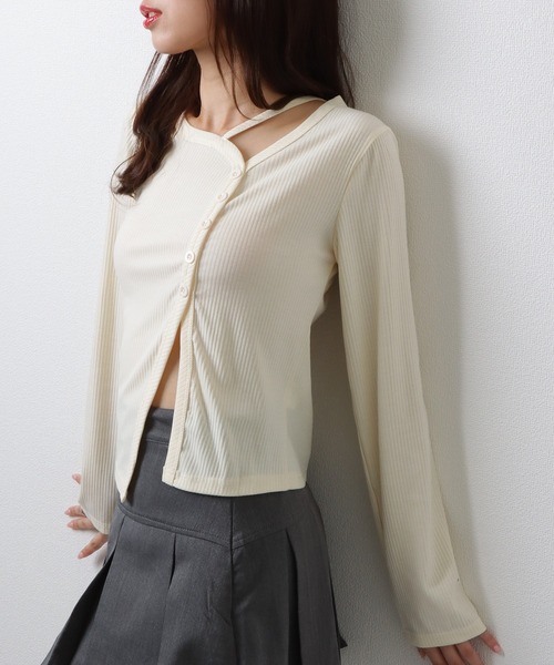 【MOMO】PLEATS PLEASE 変形ボレロ 長袖 カーディガン MOMO】PLEATS PLEASE 変形ボレロ 長袖 カーディガン PLEATS PLEASE