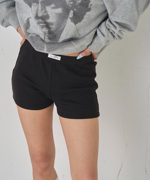 WHO'S WHO gallery（フーズフーギャラリー）の「【SLOPPY】 RIBBED SHORTS/リブショートパンツ（その他パンツ・レディース・ブラック/チャコールグレー/グレー/ホワイト系その他/ブラック系その他・FREE）」の6枚目の写真