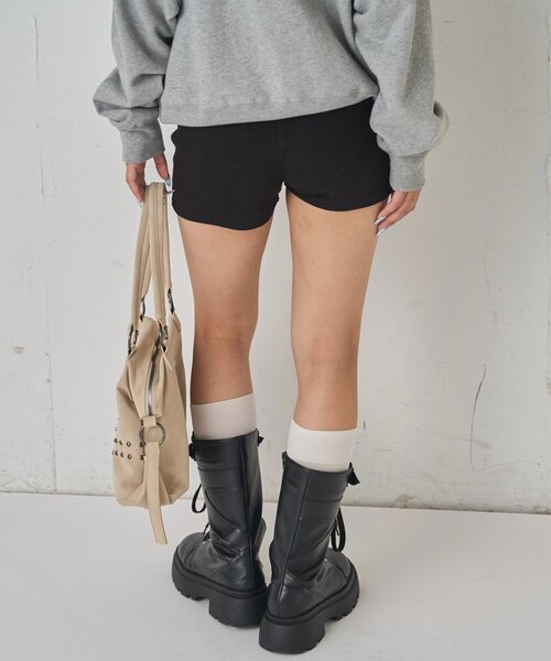 WHO'S WHO gallery（フーズフーギャラリー）の「【SLOPPY】 RIBBED SHORTS/リブショートパンツ（その他パンツ・レディース・ブラック/チャコールグレー/グレー/ホワイト系その他/ブラック系その他・FREE）」の10枚目の写真