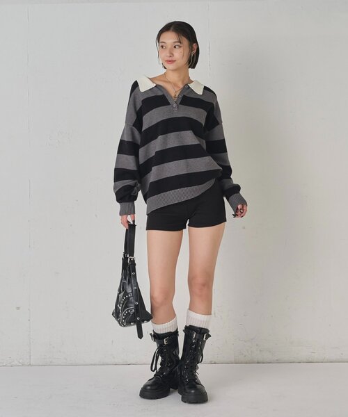 WHO'S WHO gallery（フーズフーギャラリー）の「【SLOPPY】 RIBBED SHORTS/リブショートパンツ（その他パンツ・レディース・ブラック/チャコールグレー/グレー/ホワイト系その他/ブラック系その他・FREE）」の17枚目の写真