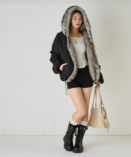 WHO'S WHO gallery（フーズフーギャラリー）の「【SLOPPY】 RIBBED SHORTS/リブショートパンツ（その他パンツ・レディース・ブラック/チャコールグレー/グレー/ホワイト系その他/ブラック系その他・FREE）」の19枚目の写真