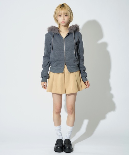 JilLA（ジルア）の「Double Zip Fur Hoodie / ダブルジップフーディー ファー付き（パーカー・レディース・ブラック/グレー・S/M）」の16枚目の写真
