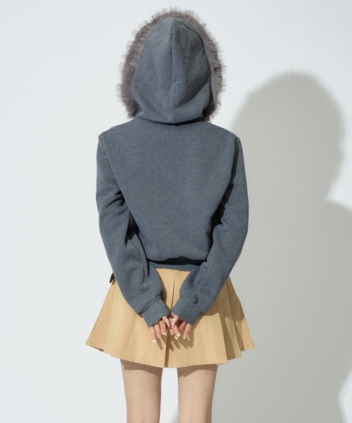 JilLA（ジルア）の「Double Zip Fur Hoodie / ダブルジップフーディー ファー付き（パーカー・レディース・ブラック/グレー・S/M）」の14枚目の写真