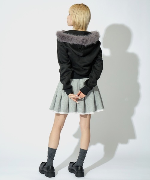 JilLA（ジルア）の「Double Zip Fur Hoodie / ダブルジップフーディー ファー付き（パーカー・レディース・ブラック/グレー・S/M）」の8枚目の写真