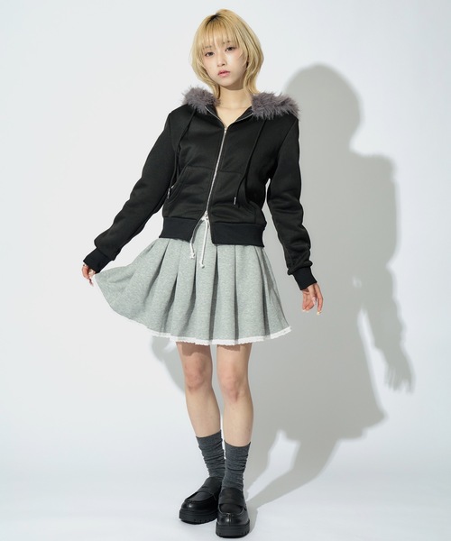 JilLA（ジルア）の「Double Zip Fur Hoodie / ダブルジップフーディー ファー付き（パーカー・レディース・ブラック/グレー・S/M）」の11枚目の写真