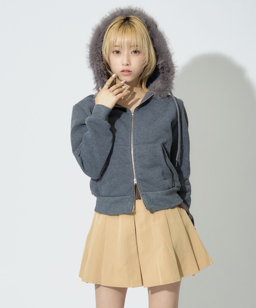 JilLA（ジルア）の「Double Zip Fur Hoodie / ダブルジップフーディー ファー付き（パーカー・レディース・ブラック/グレー・S/M）」の22枚目の写真