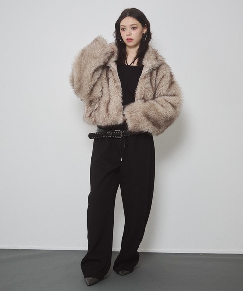 フェイクファー ショートジャケット（その他アウター）｜ENVYM