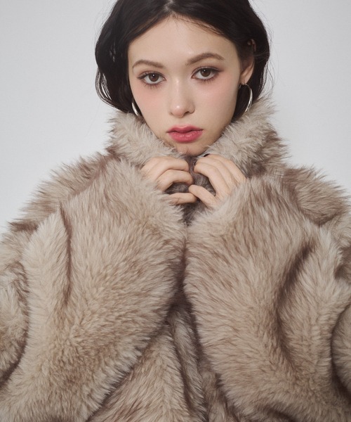 ENVYM フェイクファーショートジャケット フェイクファー ショートジャケット | レディスファッション