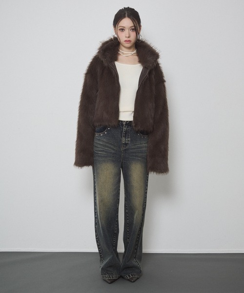 フェイクファー ショートジャケット（その他アウター）｜ENVYM